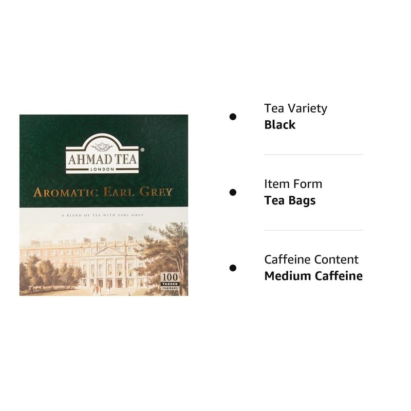 Ahmad Tea Black Tea, Earl Grey Aromatic Teabags, 100 ct