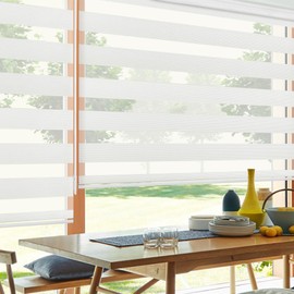 Allbright White Zebra Window Blinds 29" W × 64" H for Home Office, Dual Layer Roller Shade Room Darkening Shade Roll Up and Pull Down Blinds, Light Filtering Window Shades, Easy to Install