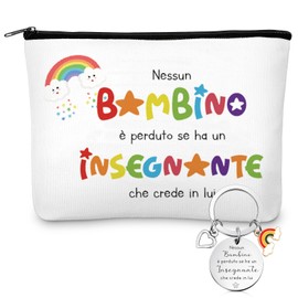 Xuniea Teacher Recognition Gifts Cosmetic Bag Makeup Bag Travel Bag Keyring for Thank You Professors Graduation Degree, As Shown, Rainbow