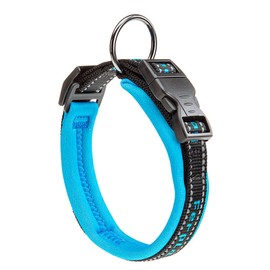 Ferplast Hundehalsband Sport Dog, Weich Gepolstertes Nylon Hunde Halsband für mittelgroße Hunde, Verstellbare und Reflektierend, Größe: 2 cm (33-43 cm), Blau