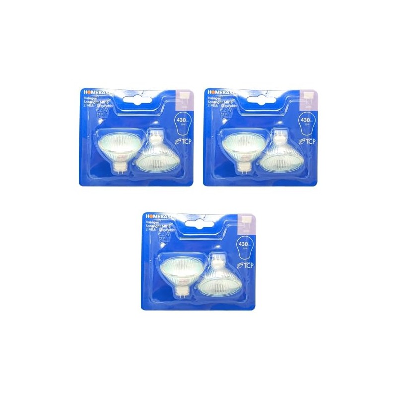 FabFinds MR16 Halogen Spotlight Bulbs Dimmable Warm White 2800K 35W