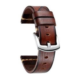 Men's Watch Band, Replacement Band, Genuine Leather Band, Tanned Leather, Calf Leather, Classic, Retro, Business, Thick, Durable, Flexible, 5 Sizes (0.71, 0.79, 0.87, 0.95, 1.0 inches (18, 20, 22, 24, 26 mm), 7 Colors (Blue, Red, Black, Light Brown, Brow