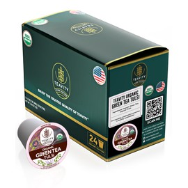 Organic Tulsi Tea Pods with Unsweetened Caffeinated Green Tea Pods for Keurig - Tulsi Green Tea by Teavity (24 Tea Pods)
