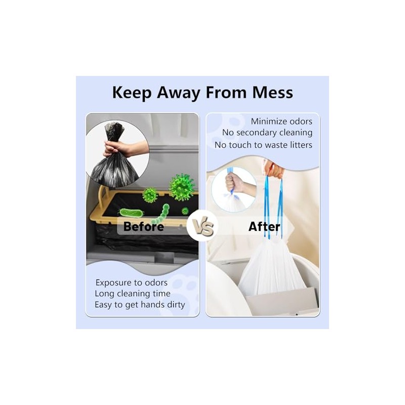 120 Count Self-Cleaning Cat Litter Box Liners Bag, Compatible with