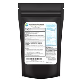 Prescribed For Life Sodium Bicarbonate Powder, Organic Aluminum Free Baking Soda, Bicarbonato de Sodio en Polvo, USP Grade (1kg / 2.2lb)