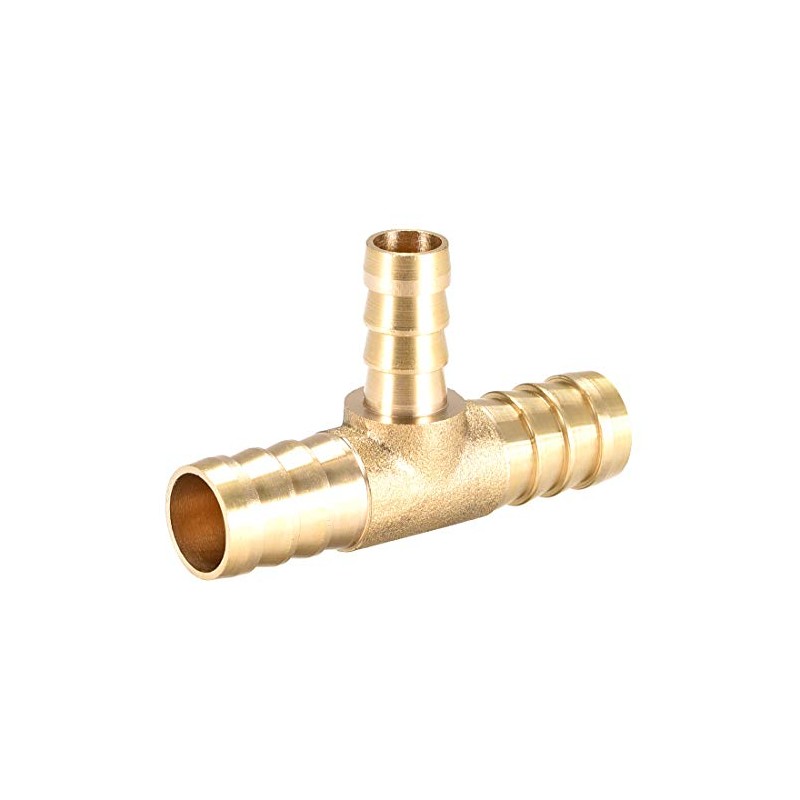 sourcing map Tee Brass Barb Fitting Reducer 3 Way, Fit