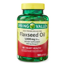 Spring Valley Flaxseed Oil Softgels Dietary Supplement 1000 Mg 100 Softgels Aceite De Semilla De Linaza Con Omega3 450 Mg Apoyo A Salud Y Banace...   