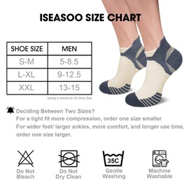 Iseasoo 6 Pack Ankle Compression Socks Support for Men & Women,Low Cut Sock for Running, Athletic Sports & Circulation(S/M)