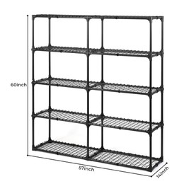 ZJMTOCYU Maximize Storage with Heavy Duty 5-Shelf Wire Rack with Cover, Design for Home or Office, Black, 2-Pack