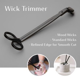 BRIGANTI Candle Accessories Set 4-in-1 Candle Care Essentials Kit - Black | Candle Snuffer with Swivel Head, Wick Trimmer Scissors with Refined Edge, Wick Dipper & Picker, Decorative Accessory Tray