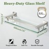Alise Bathroom Glass Shelf with Stainless Steel Railing, Brushed Nickel