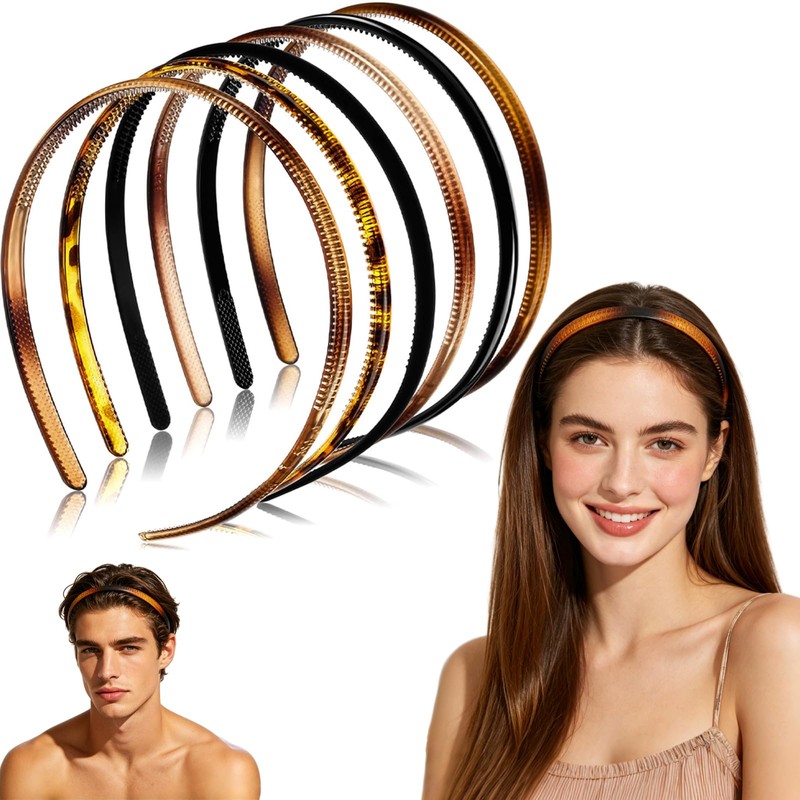 6 Pcs Diadema de Plástico Fina, Elástica y Sin Presión
