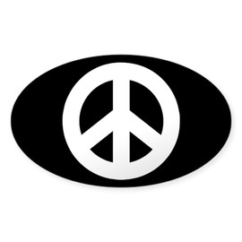 CafePress Peace Sign Sticker (Black) Oval Car Bumper Sticker