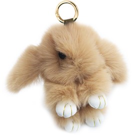 Sqzrpomddy Keychain, Keychain, Cute, Rabbit, Fluffy, Keyring, Bag Hanging Decoration, Rabbit Keychain, Backpacking, Khaki