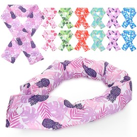 Hanaive 12 Pcs Cooling Neck Wraps with Button Tie Dye Neck Cooler for Hot Weather Ice Cooling Bandana Scarf for Summer Heat Men Women (Various Color)