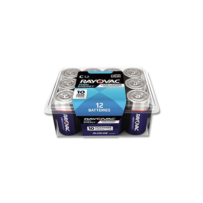 Rayovac 81412PPK High Energy Premium Alkaline Battery,C, 12/Pack