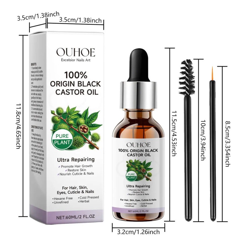 Aceite De Ricino Para Masaje De Cejas, Cabello Y Pestañas,
