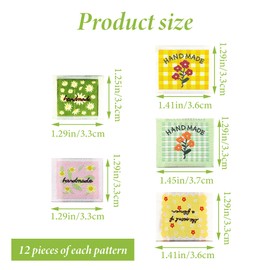 LIANCHEN Pack of 60 Sewing Textile Labels, 6 Sizes, Handmade Textile Labels, Beige Fabric Label for Sewing, Woven Labels, Handmade Labels, Sewing Labels for Sewing, Crafts, Knitting (Coloured 2)