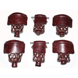 East Eagle PU Leather Pool Table Billiard Table Pockets Diamond Pattern Shield Set Included Screws (Red Wine)