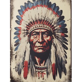 QACEYID American Native Indian Chief 5D Diamond Art DIY Paint with Full Drill Round Diamond Gems Painting by Number Kits for Adults Art Craft Home Wall Decor 12x16 in