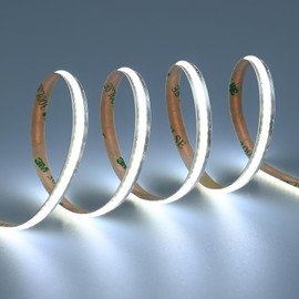 TOPAI 12V COB LED Streifen Schmal 6.6mm Breit 5M Kaltweiss, LED Strip 6000K Selbstklebend 320LED/M CRI>90, Nicht Wasserdicht Flexibles Schneidbar für Innenbereich Heim Küche Deko DIY