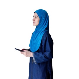 Silk Story One piece al amira Hijab Instant Head Scarf Cotton Jersey Practical Head Cover(M Size), Bright Turquoise, Free Size