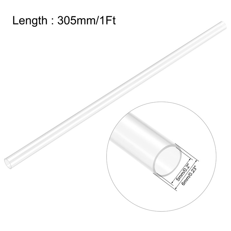 sourcing map Clear Rigid Pipe 5 mm (3/16 Inch) ID
