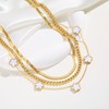 Womens Gold Layered Necklace - 3Pcs 18K Gold Plated Floral