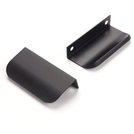 SYZOW Pack of 6 64 mm Black Furniture Handles, Cabinet Handles, Aluminium, Modern Kitchen Handles, Curved Door Handles, Concealed Drawer Handles, Handles for Wardrobe