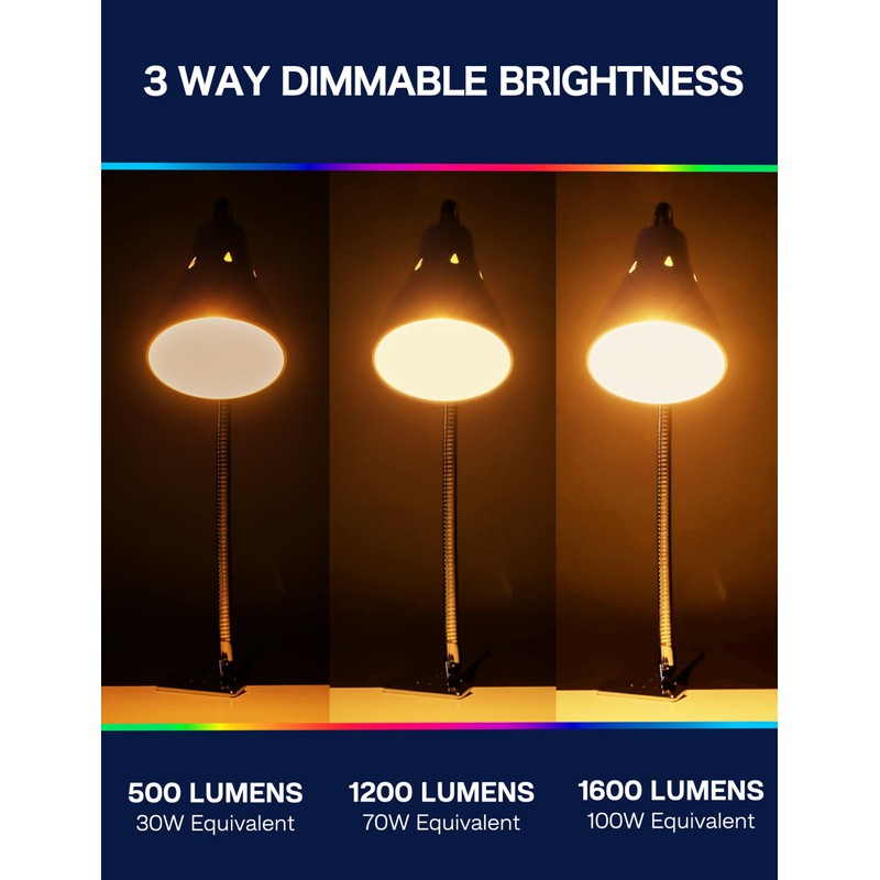 3 Way Light Bulbs 30 70 100W Equivalent, A19 Three