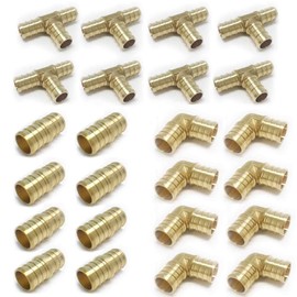 (Pack of 24) EFIELD 3/4" Pex crimp fittings 8 Pieces each: Tee, Elbow and Coupling