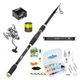 MiRoeFishing TrollenCatcher Fishing Complete Set Fishing Combo Trout Set with Telescopic Rod 3.80 m Reel with Fishing Line and Accessory Set Tremarella Accessories