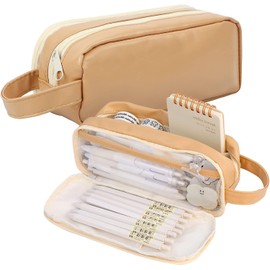 Pencil Case Large Capacity Pencil Pouch Pen Bag,Large Capacity Pencil Case,Pencil Pouch Big Capacity Pencil Bag Oxford Stationery Storage Pen Bag,Aesthetic Pencil Case,Stationery Pouch Pen Case,Brown