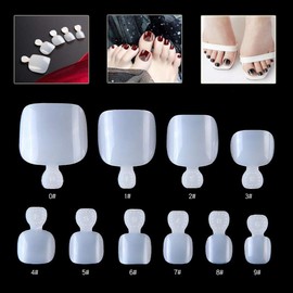 Mwoot 500Pcs Fake Toenail Tips Set Nail Art Toe Decoration Full Cover French False Toe Nail Tips for DIY Salon Foot Manicure Sticker Tools (Natural)