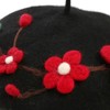 Zasy Handmade Wool Beret Hat French Style Needle Felt Flower