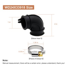 Powswopx WD24X33918 Dishwasher Circulation Pump To Sump Elbow Hose Fits for GE Dishwashers, WD19X25460 WD19X25700-2 Pack