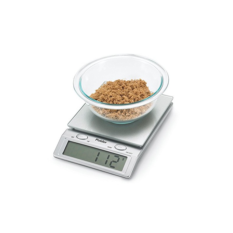 Polder Easy-Read Digital Glass Top Scale, 11-Pound (5 kg.) Capacity