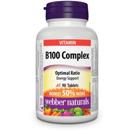 Webber Naturals Vitamin B100 Complex, 90 Tablets, Supports Energy Production and Metabolism, Gluten Free, Non-GMO, Vegan