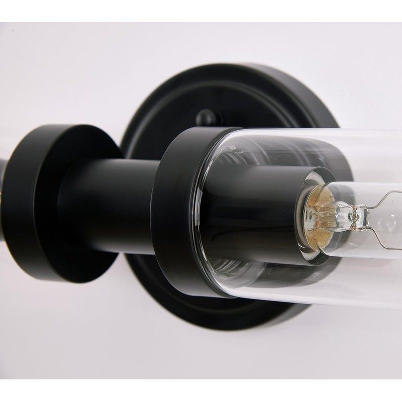 SANTOSTOCK Black Sconces Wall Lighting, Bathroom 2-Light Vanity Light W/Clear