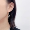 Black Heart Tassel Threader Drop Dangle Earrings for Women Cute