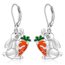 Easter Earrings Bunny Earrings for Women Sterling Silver Rabbit Earring Drop Spring Carrot Butterfly Earring Leverback Easter Jewelry Charm Bunny Gift