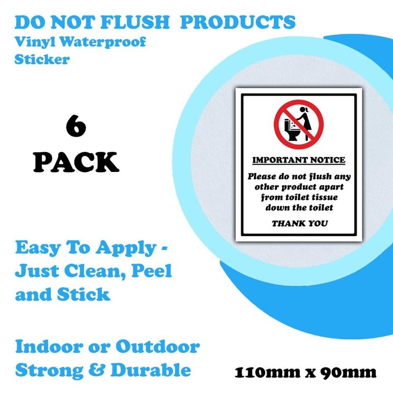 Do Not Flush Sanitary Products, Wipes Down Toilet - 6