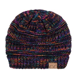 C.C Trendy Warm Chunky Soft Stretch Cable Knit Beanie Skully, Black/Multi