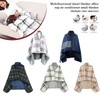 Double Layer Wearable Blanket, Button Shawl Man Woman Wraps, Man