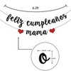 Black Glitter Feliz Cumpleaños Mamá Banner - Fiesta Theme Party