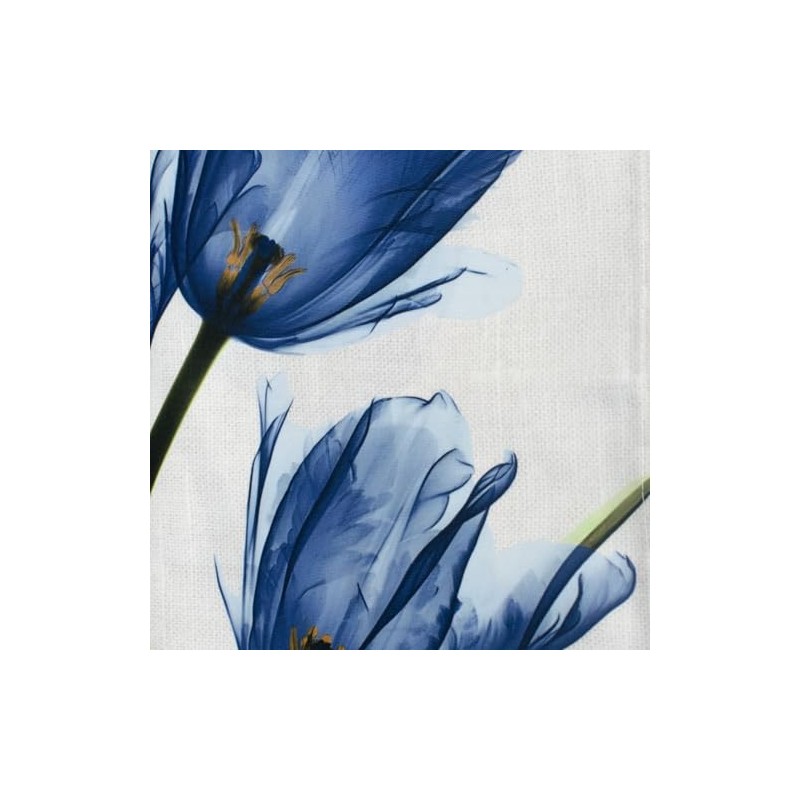 Table Runner Tulips Blue Beige Cream Modern Printed Motif Tablecloth