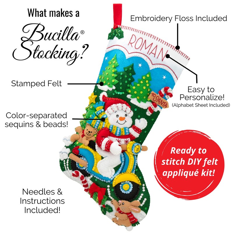 Bucilla Sugar Plum Fairy Christmas Stocking Felt Applique Kit, 85431