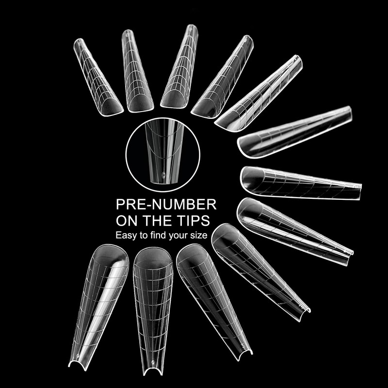 C12rtive 140 Pieces Dual Nail Shapes, Inverted Extension, Poly Nail