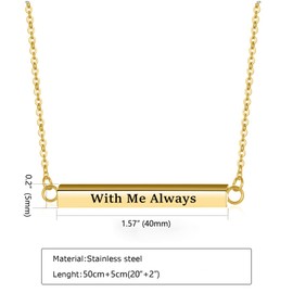 RIPFEVURN Horizontal Bar Cremation Jewelry Urn Necklaces for Ashes for Women Men Stainless Steel Cube Urn Locket for Human Ashes Holder Memorial Keepsake Pendant With Me Always(Gold)