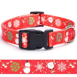 Christmas Dog Collar with Buckle Adjustable Safety Nylon Collars for Small Medium Large Dogs, Cute Stylish Girl Boy Christmas Dog Collar (Christmas Red,S)